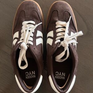 Madden NYC Women’s Chocolate Brown Retro Runner with White Accents